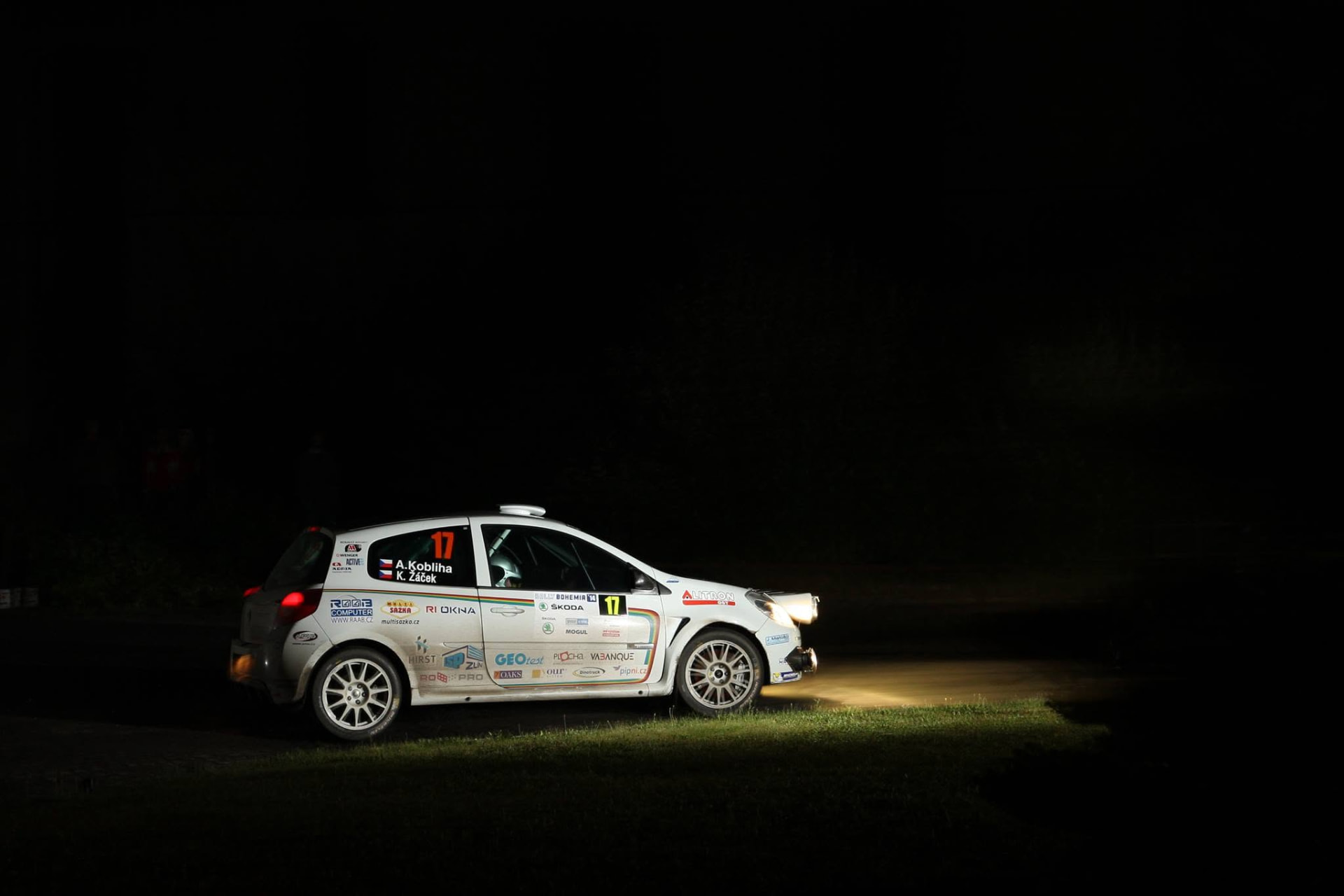 Rally car on a night stage